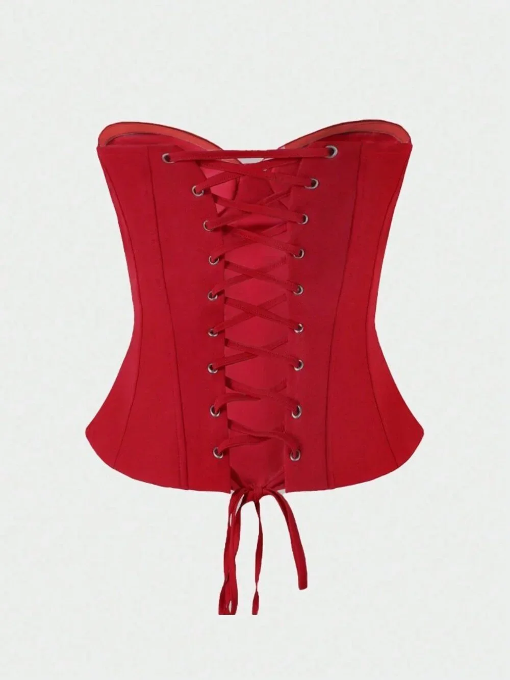 Red Casual Women's Fishbone Corset Sexy Bandeau Lace-Up Short Top